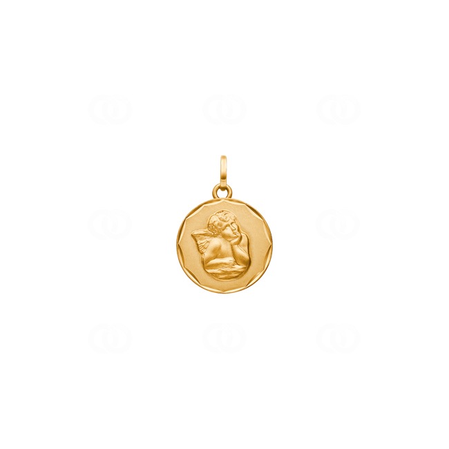 Pendant 750/18 K Yellow Gold Guardian Angel Ø 15mm - 20714