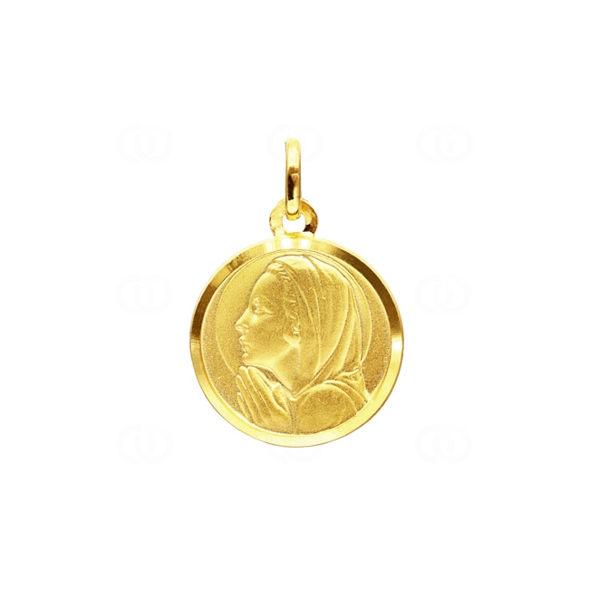Pendant 750/18 K Yellow Gold Virgin Mary Ø 17mm - 20445