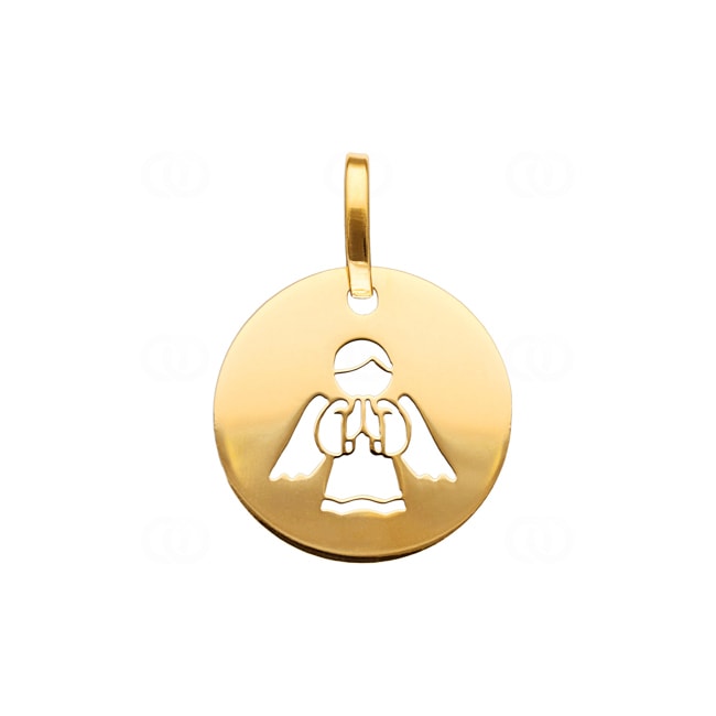 Pendant 750/18 K Yellow Gold Ø 17mm, Guardian Angel - 2845
