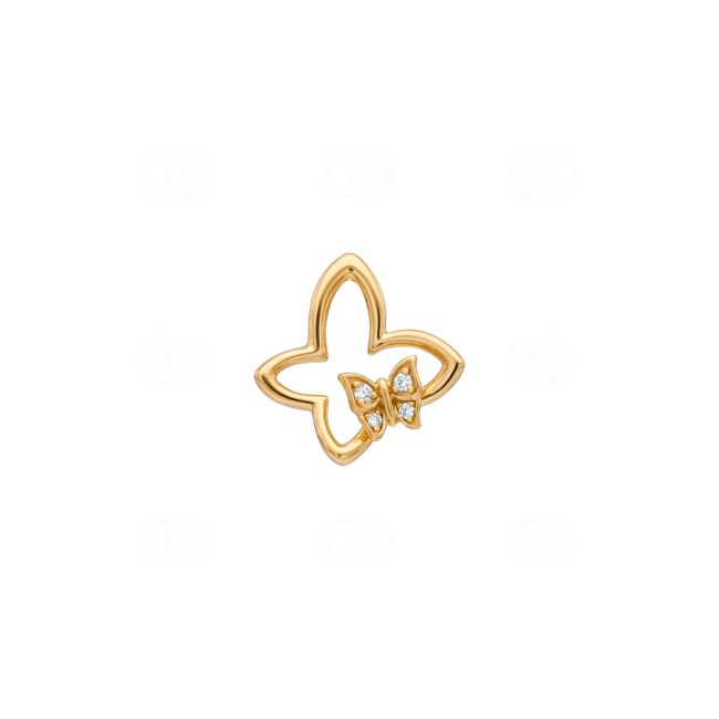 Anhänger 750/18 K Gelbgold Schmetterling mit Diamanten 0.02 ct - AN-73697-GG