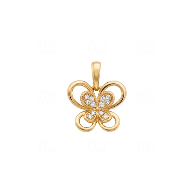 Anhänger 750/18 K Gelbgold Schmetterling mit Diamanten 0.05 ct - AN-73699-GG