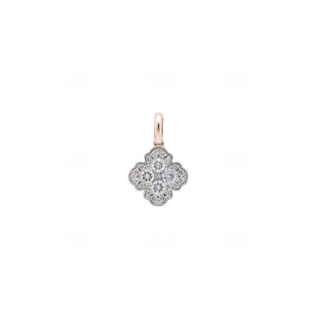 Pendentif or rosé 750/18 ct Trèfle avec diamants 0.51 ct H/si - AN-73375-RG