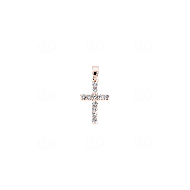 Anhänger 750/18 K Roségold Kreuz mit Brillanten 0.19 ct H/si - AN-69457-RG