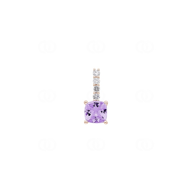 Pendentif or rosé 750/18 ct avec améthyste & diamants 0.09 ct H/si - AN-73396-AME-RG