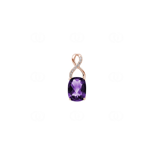 Pendentif or rosé 750/18 ct avec améthyste coussin et diamants 0.02 ct H/si - AN-70307-AME-RG