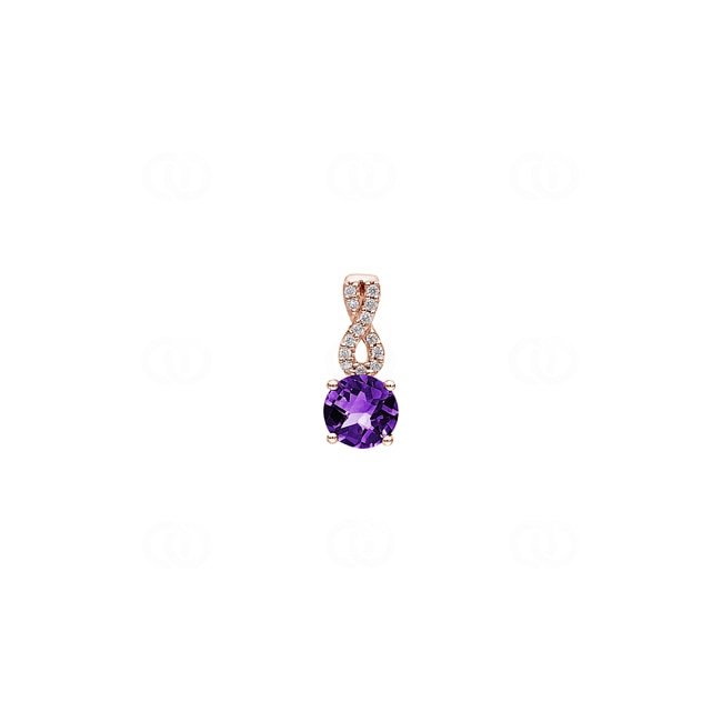 Anhänger 750/18 K Roségold mit Amethyst rund und Diamanten 0.05 ct H/si - AN-54203-AME-RG