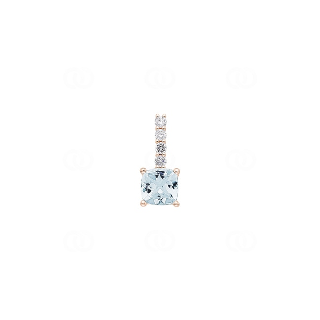 Anhänger 750/18 K Roségold mit Aquamarin & Diamanten 0.09 ct H/si - AN-73396-AQM-RG