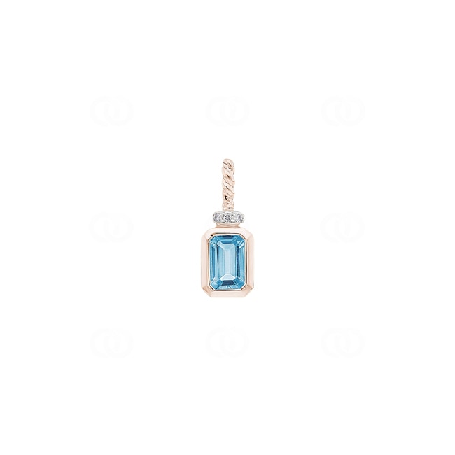 Pendentif or rosé 750/18 ct avec topaze bleue et diamants 0.01 ct H/si - AN-73473-RG