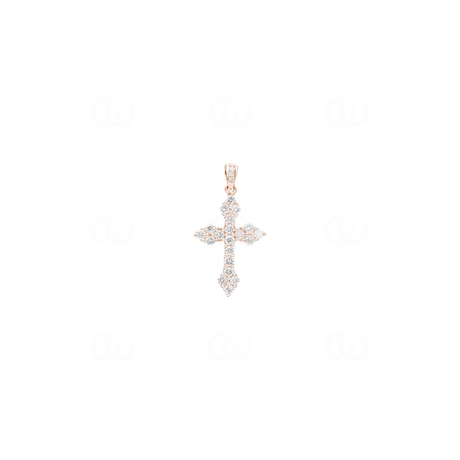 Pendant 750/18 K Rose Gold Cross with Diamonds 0.50 ct H/si - AN-69182-RG