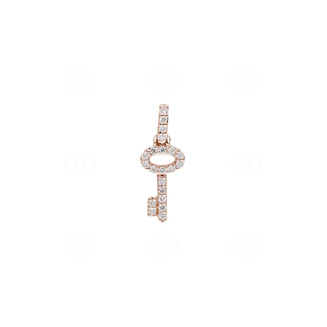 Pendant 750/18 K Rose Gold Key with Diamonds 0.09 ct H/si - AN-50114-RG