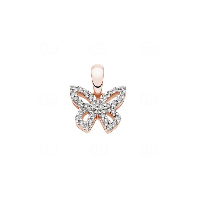 Pendentif or rosé 750/18 ct avec diamants 0.12 ct H/si, Papillon - AN-45158-RG