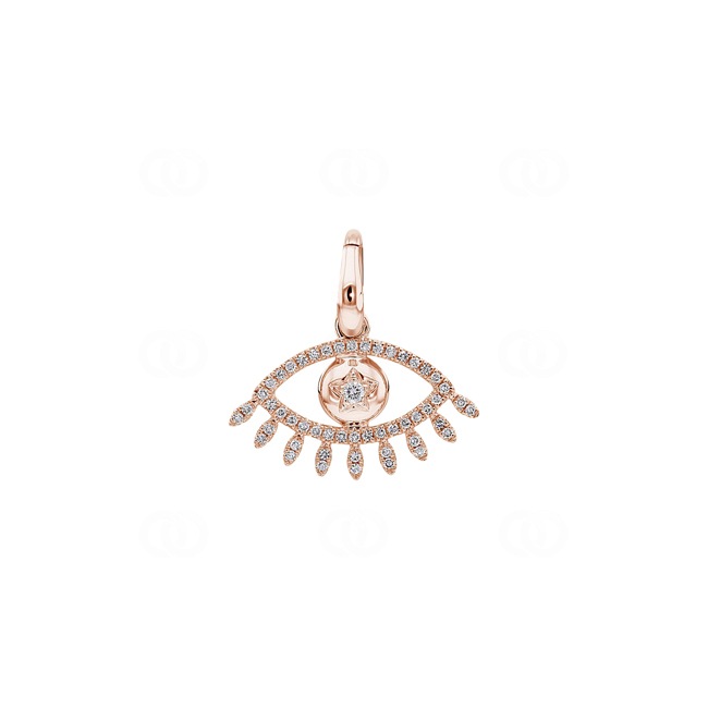 Pendentif or rosé 750/18 ct Evil Eye avec diamants 0.13 ct H/si - AN-49757-RG