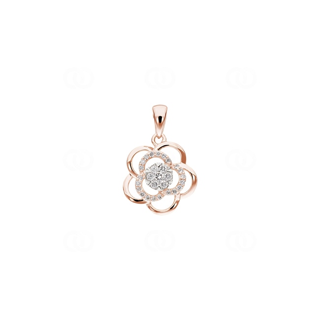 Pendant 750/18 K Rose Gold with Diamonds 0.15 ct H/si, Flower Pendant 750/18 K Rose Gold with Diamonds 0.15 ct H/si, Flower - AN-60813-RG