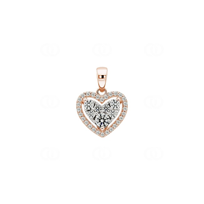 Pendentif or rosé 750/18 ct avec diamants 0.51 ct H/si, Cœur - AN-69503-RG