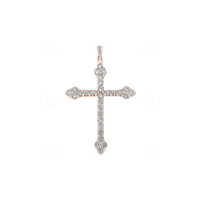 Anhänger 750/18 K Roségold mit Diamanten 1.00 ct H/si, Kreuz - AN-69258-RG