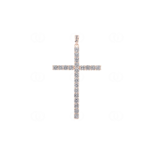 Anhänger 750/18 K Roségold Kreuz mit Brillanten 1.00 ct H/si - AN-69259-RG