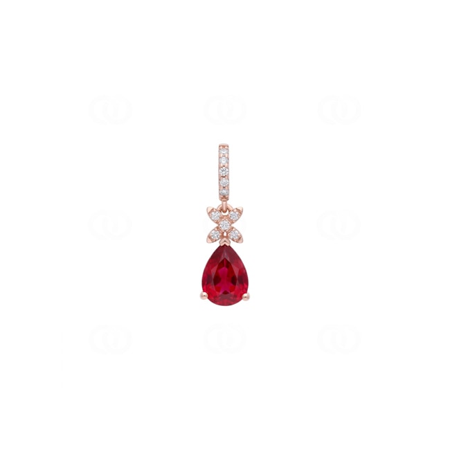 Anhänger 750/18 K Roségold mit Rubin & Diamanten 0.04 ct - AN-73767-RUB-RG