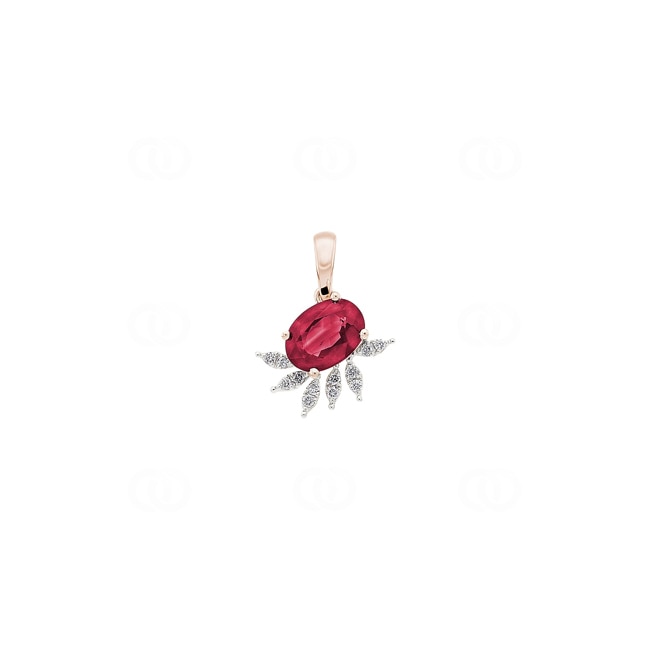 Pendant 750/18 K Rose Gold with Ruby & Diamonds 0.05 ct H/si - AN-73486-RUB-RG