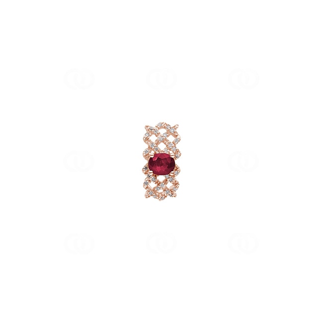 Anhänger 750/18 K Roségold mit Rubin & Diamanten 0.08 ct H/si - AN-46723-RUB-RG