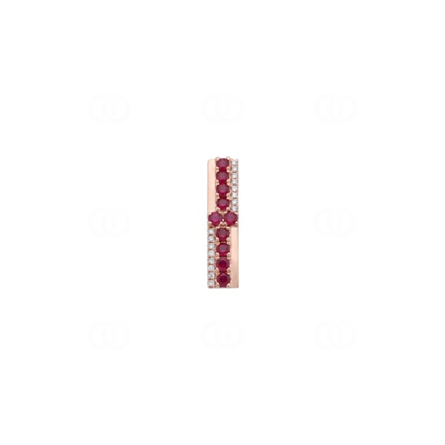Anhänger 750/18 K Roségold mit Rubinen & Diamanten 0.06 ct - AN-73755-RUB-RG