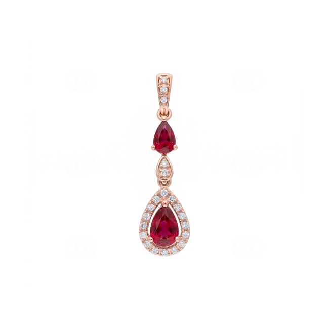 Pendentif or rosé 750/18 ct avec rubis & diamants 0.10 ct - AN-73769-RUB-RG