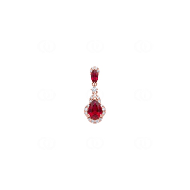 Anhänger 750/18 K Roségold mit Rubinen & Diamanten 0.12 ct - AN-73759-RUB-RG