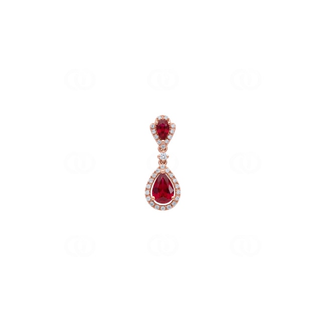 Anhänger 750/18 K Roségold mit Rubinen & Diamanten 0.16 ct - AN-73761-RUB-RG