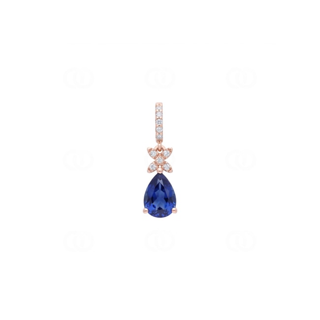 Anhänger 750/18 K Roségold mit Saphir & Diamanten 0.04 ct - AN-73767-SAF-RG