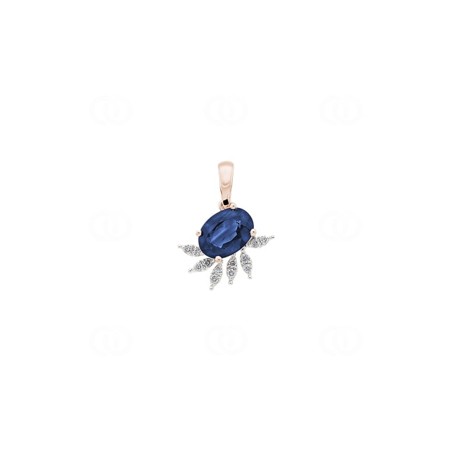 Pendant 750/18 K Rose Gold with Sapphire & Diamonds 0.05 ct H/si - AN-73486-SAF-RG