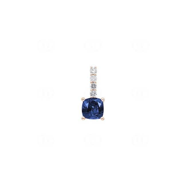 Pendentif or rosé 750/18 ct avec saphir & diamants 0.09 ct H/si - AN-73396-SAF-RG