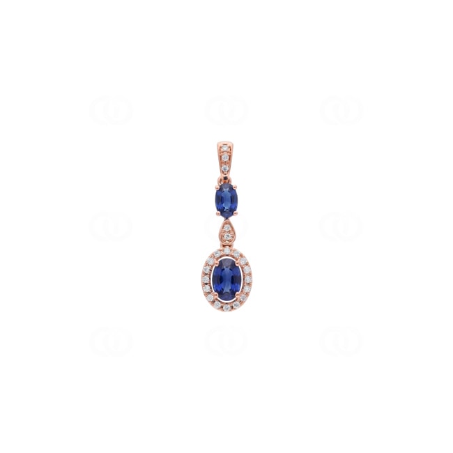 Anhänger 750/18 K Roségold mit Saphiren & Diamanten 0.10 ct - AN-73763-SAF-RG