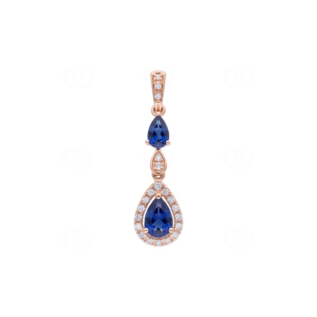 Pendentif or rosé 750/18 ct avec saphirs & diamants 0.10 ct - AN-73769-SAF-RG