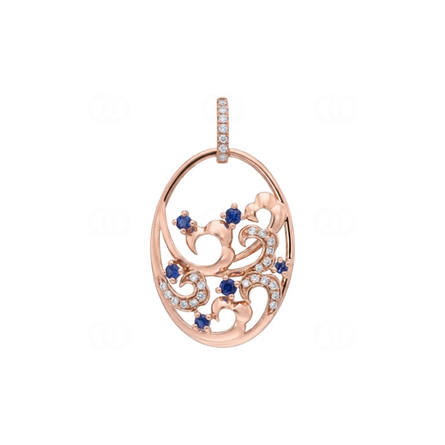 Anhänger 750/18 K Roségold mit Saphiren & Diamanten 0.11 ct - AN-73666-SAF-RG