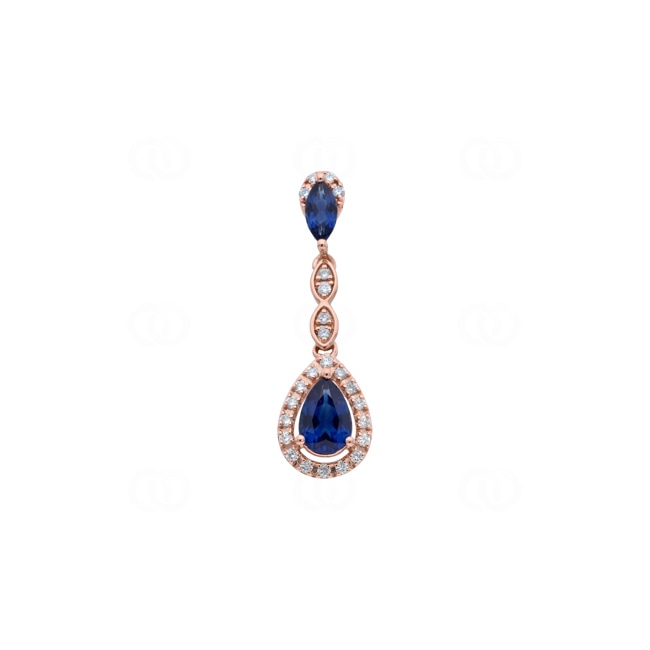 Anhänger 750/18 K Roségold mit Saphiren & Diamanten 0.11 ct - AN-73765-SAF-RG