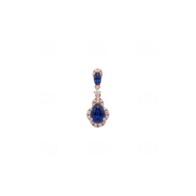 Anhänger 750/18 K Roségold mit Saphiren & Diamanten 0.12 ct - AN-73759-SAF-RG