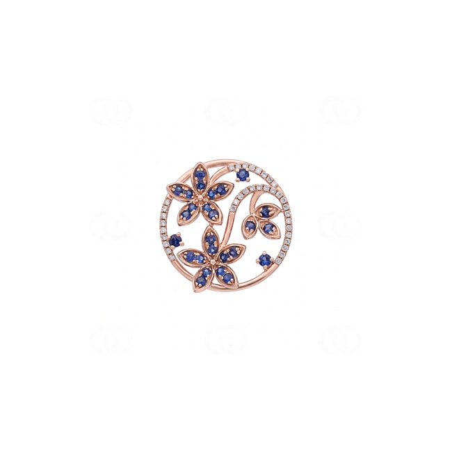 Anhänger 750/18 K Roségold mit Saphiren & Diamanten 0.14 ct - AN-73663-SAF-RG