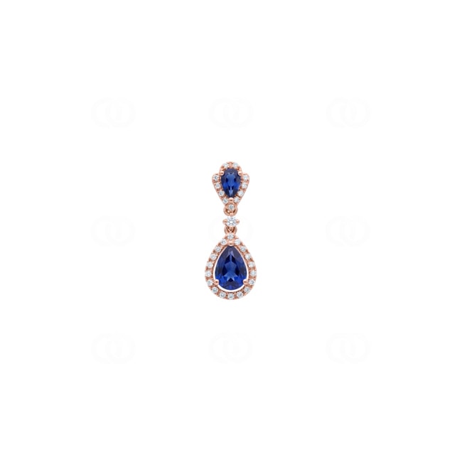 Anhänger 750/18 K Roségold mit Saphiren & Diamanten 0.16 ct - AN-73761-SAF-RG