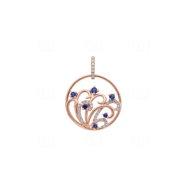 Anhänger 750/18 K Roségold mit Saphiren und Diamanten 0.17 ct - AN-73667-SAF-RG