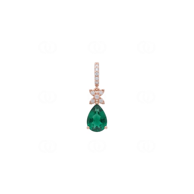 Anhänger 750/18 K Roségold mit Smaragd & Diamanten 0.04 ct - AN-73767-SMA-RG