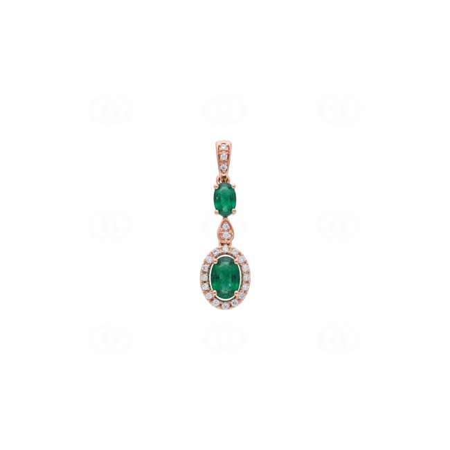 Anhänger 750/18 K Roségold mit Smaragden & Diamanten 0.10 ct - AN-73763-SMA-RG