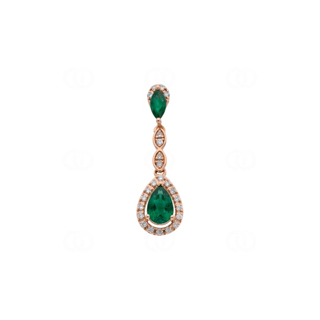 Anhänger 750/18 K Roségold mit Smaragden & Diamanten 0.11 ct - AN-73765-SMA-RG