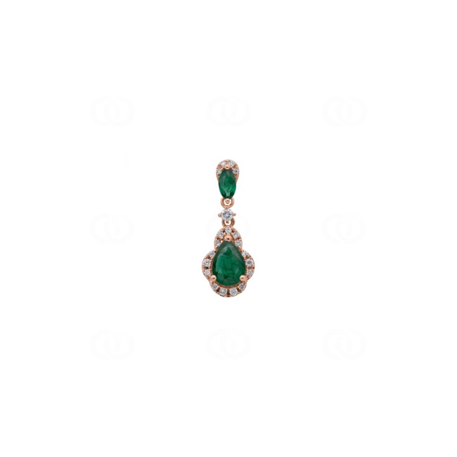 Anhänger 750/18 K Roségold mit Smaragden & Diamanten 0.12 ct - AN-73759-SMA-RG