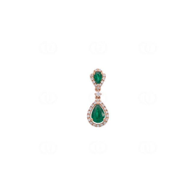 Anhänger 750/18 K Roségold mit Smaragden & Diamanten 0.16 ct - AN-73761-SMA-RG