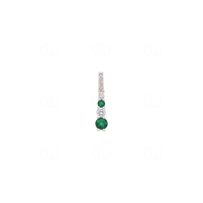 Pendant 750/18 K Rose Gold with Emeralds & Diamonds 0.18 ct H/si - AN-73393-SMA-RG