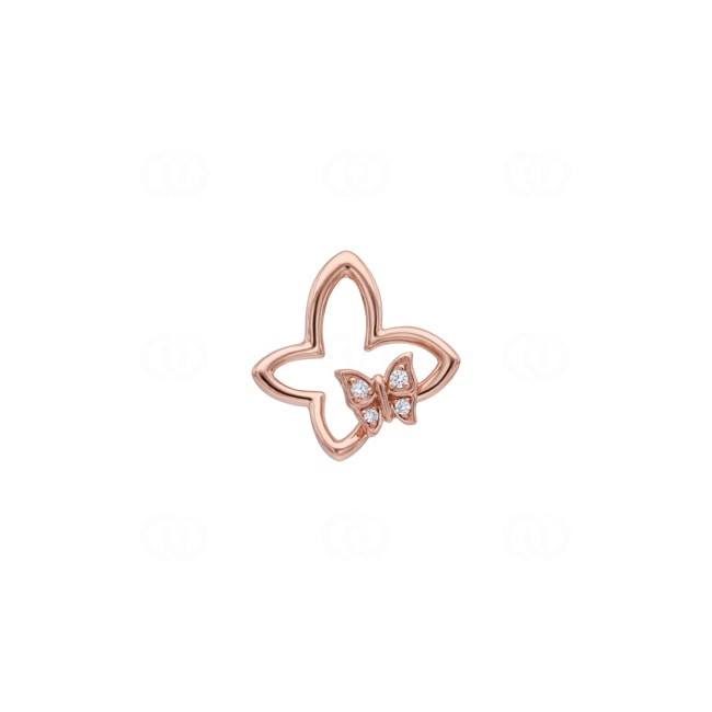 Anhänger 750/18 K Roségold Schmetterling mit Diamanten 0.02 ct - AN-73697-RG