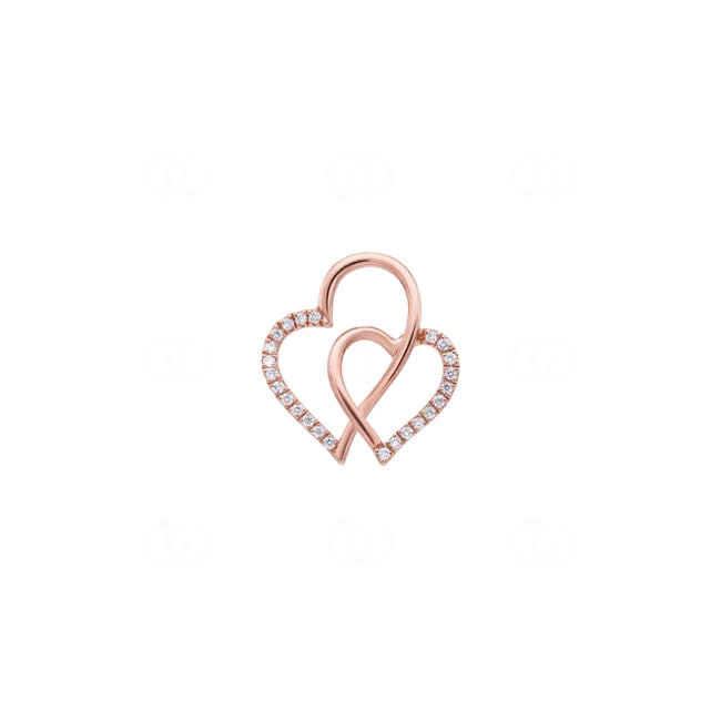 Anhänger 750/18 K Roségold verschlungene Herzen mit Diamanten 0.09 ct - AN-73701-RG