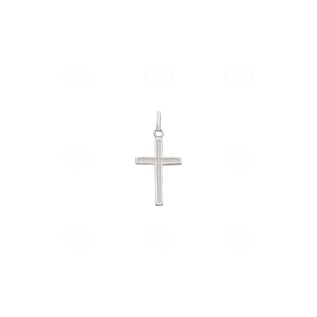 Pendentif or gris 750/18 ct Croix 12x18mm - 7443G