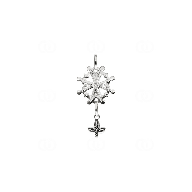 Pendentif or gris 750/18 ct 14x24mm, Croix huguenote - 2810G