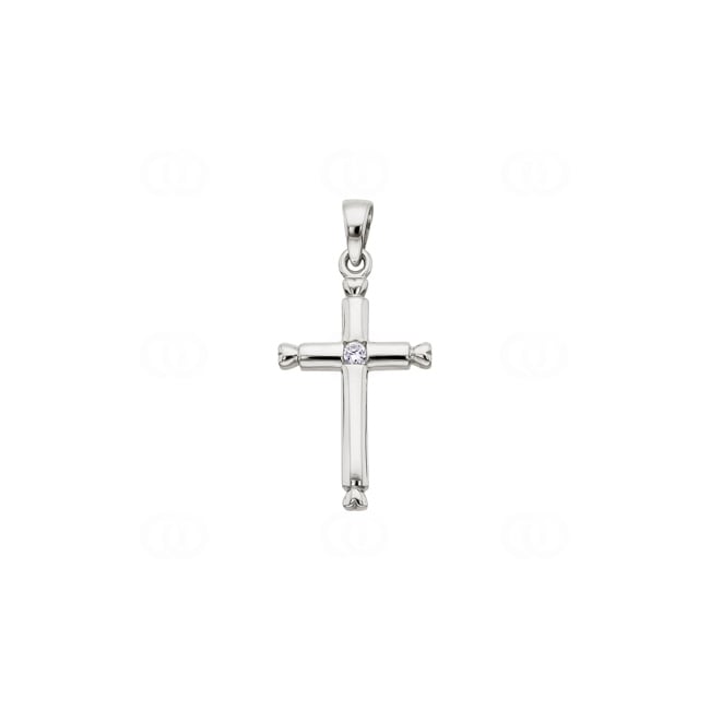 Anhänger 750/18 K Weissgold Kreuz mit Zirkonia 18 x 13 mm - PP1971-1