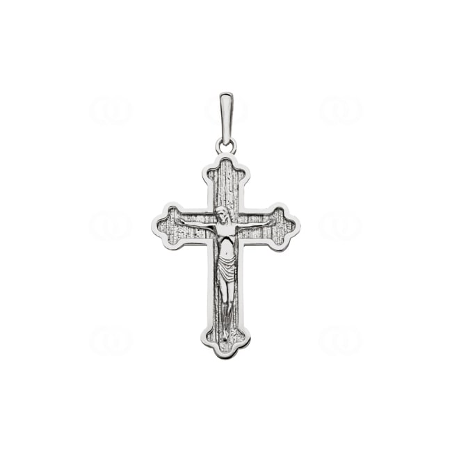 Pendentif or gris 750/18 ct 37 x 24mm, Croix avec Jésus Pendentif or gris 750/18 ct 37 x 24mm, Croix avec Jésus - A19WG